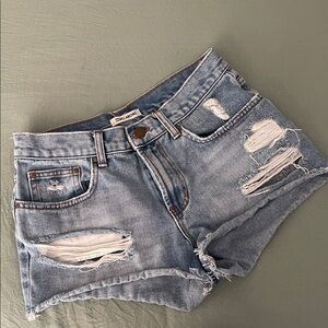 Billabong Light Blue Distressed Jean Shorts